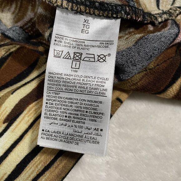 Old Navy Botanical Leaf High-Low Maxi Dress Tropical Smocked Waist Women's XL - Picture 6 of 9